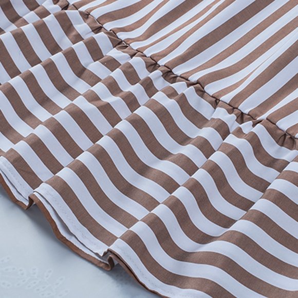 Brown Stripe Tie Straps Dress - Picture 10 of 10